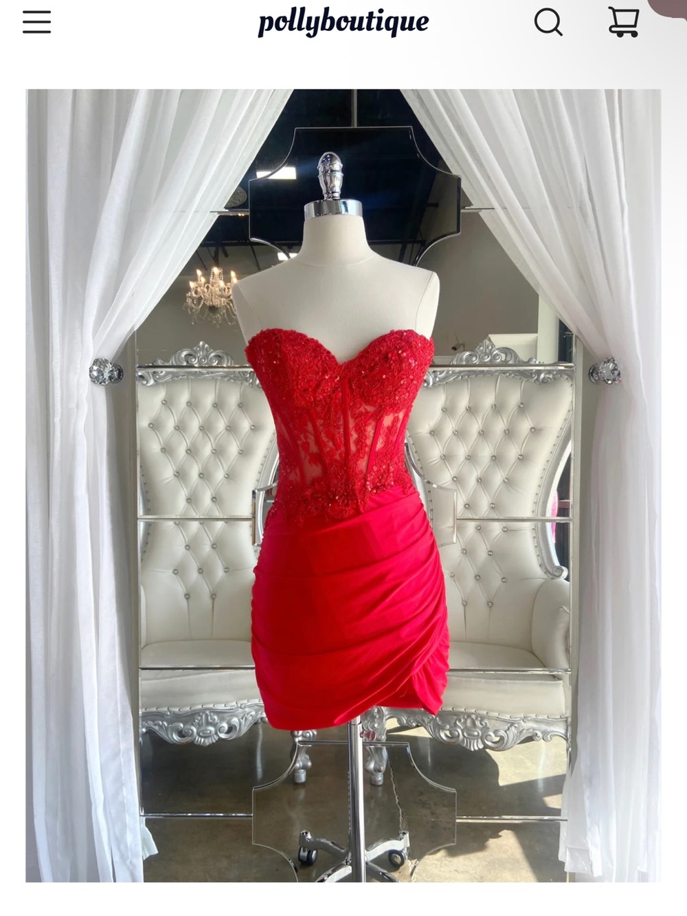 Strapless Red Lace Corset Mini Dress